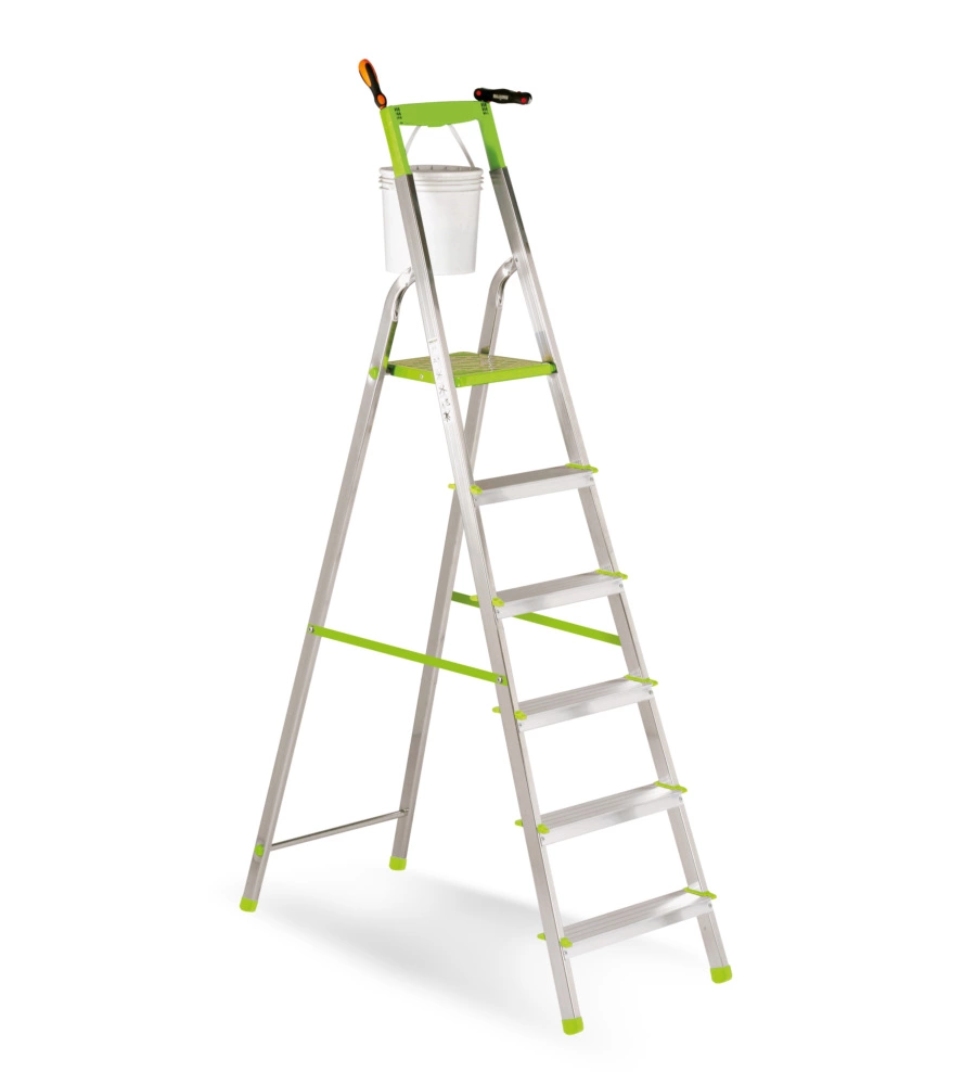 Scala "vetta" in alluminio con 6 gradini 49x109x184 cm